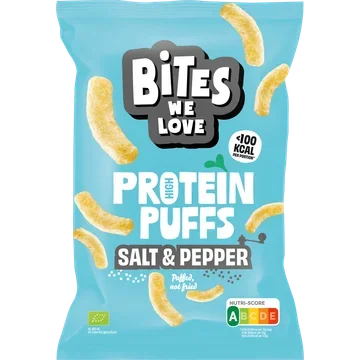 BitesWeLove Protein Puff Zout & Peper BIO 75g