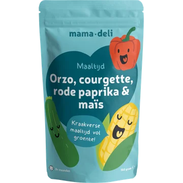 Mama Deli Maaltijd Orzo, Courgette, Rode Paprika & Maïs 8+ Maanden 150 g