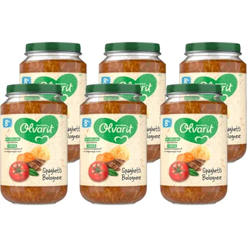 Olvarit 8+ Maanden Spaghetti Bolognese 6 x 200g