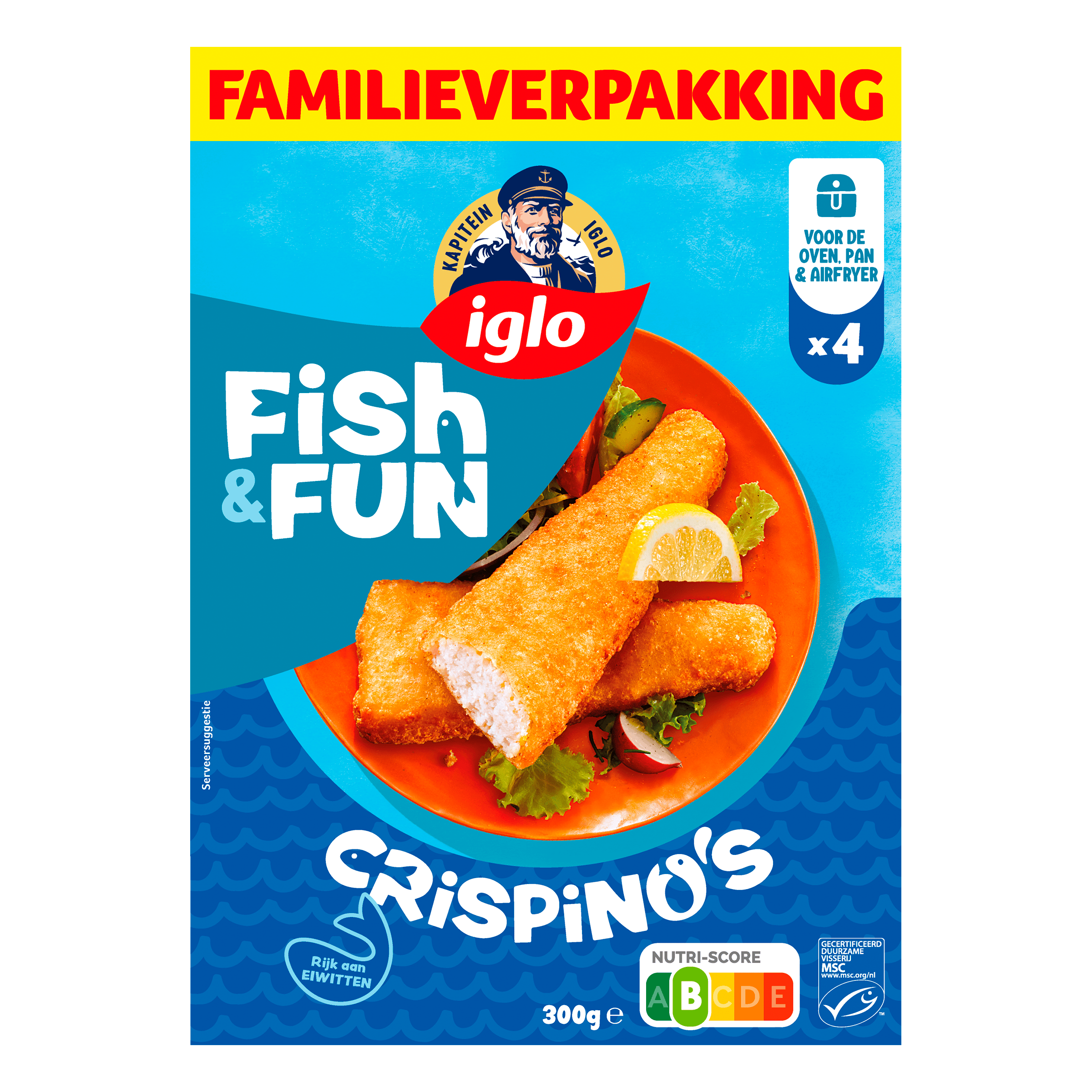 Iglo Fish & Fun Crispino's Familieverpakking 4 Stuks 300 g