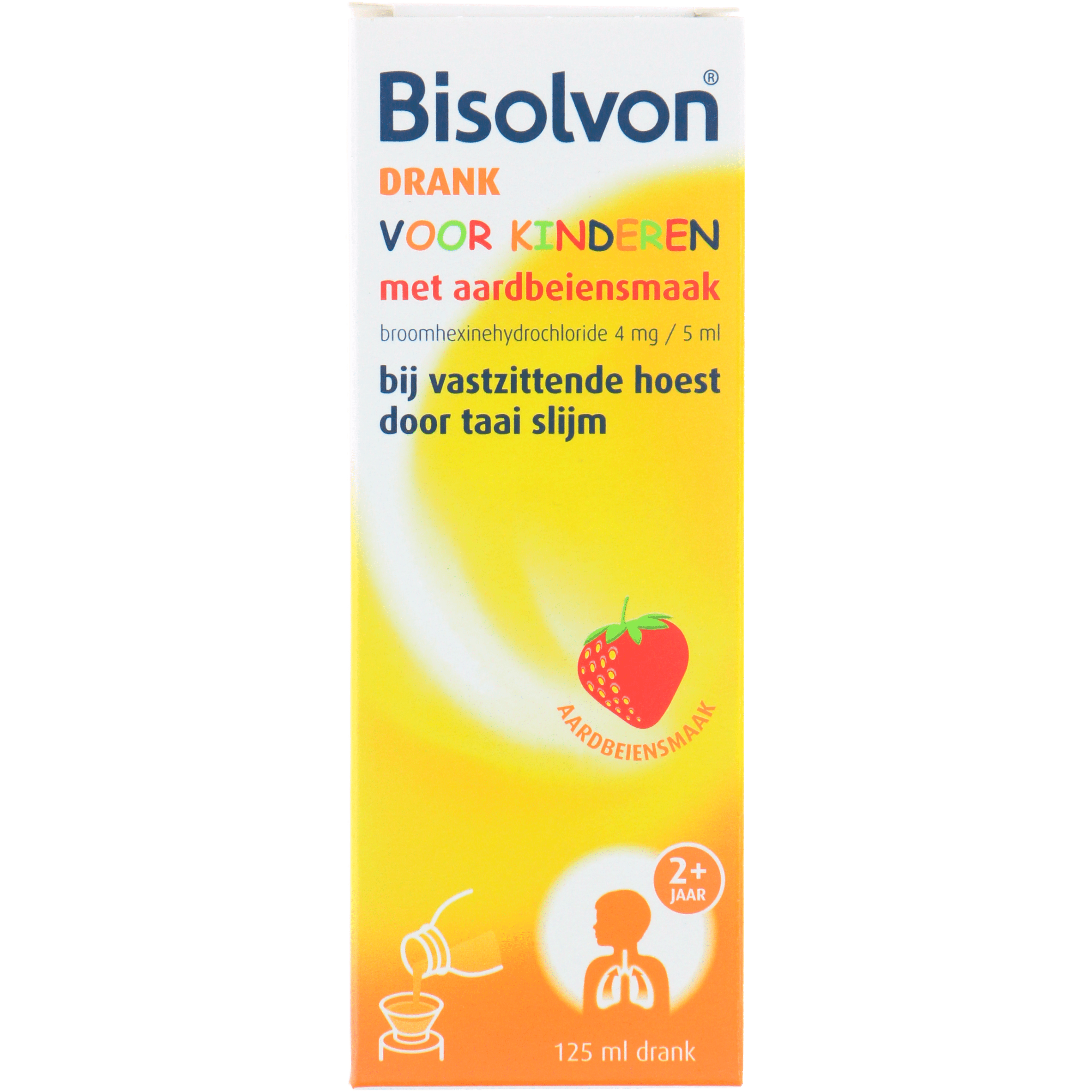 Bisolvon hoestdrank voor kinderen aardbei 4mg/5ml 125ml