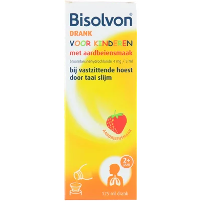 Bisolvon hoestdrank voor kinderen aardbei 4mg/5ml 125ml