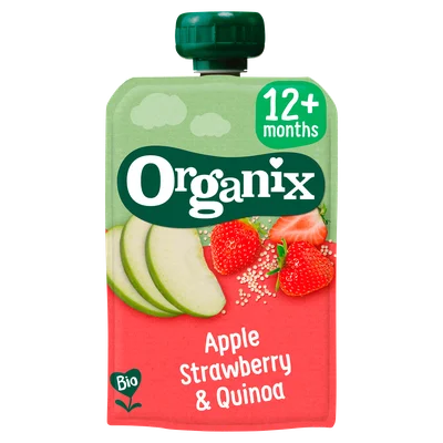 Organix Knijpfruit appel, aardbei & quinoa 6 x 12mnd