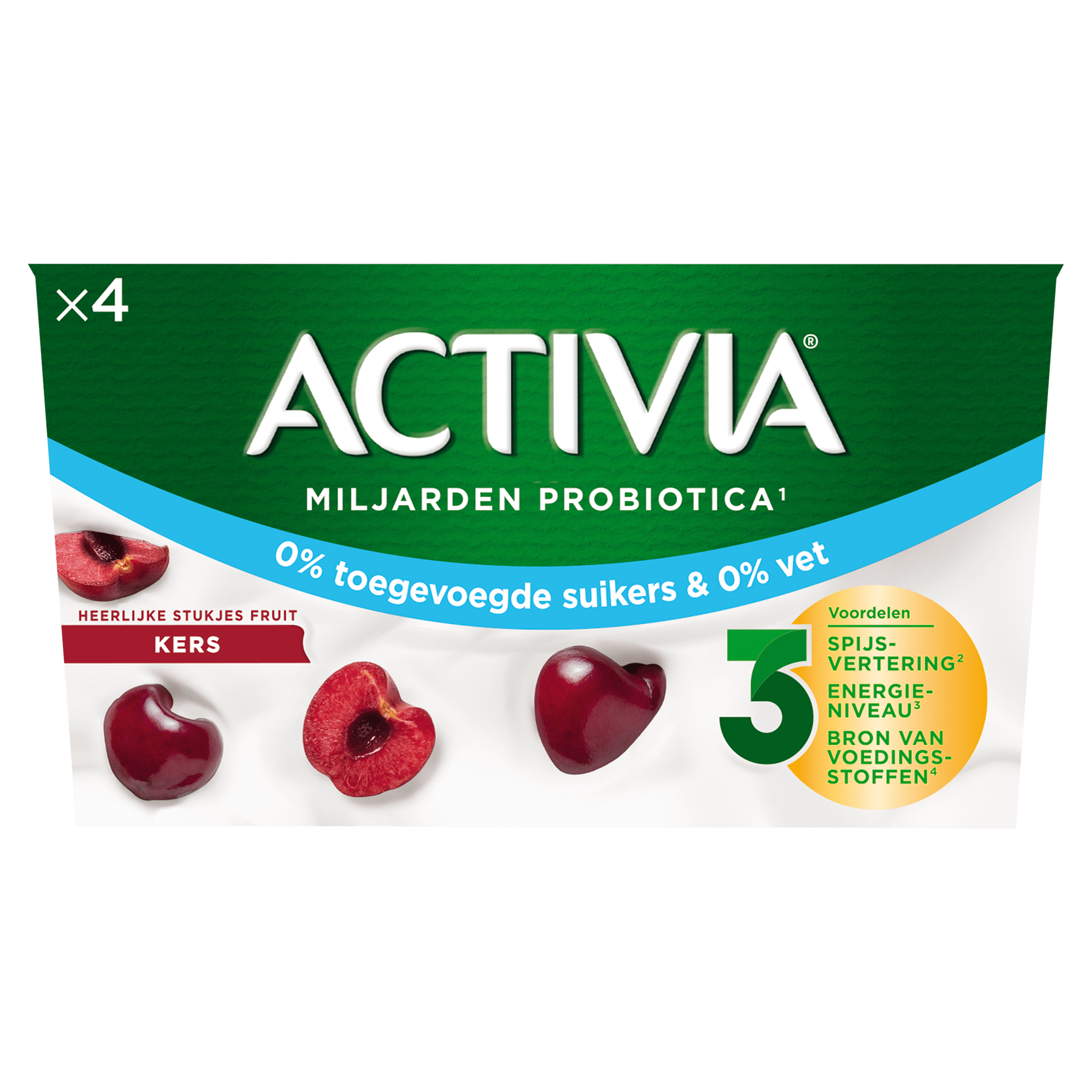 Activia 0% Yoghurt Kers 4 x 125g