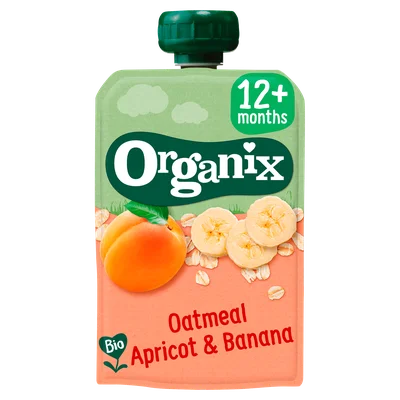Organix Knijpfruit Havermout, abrikoos & banaan 6x 12mnd