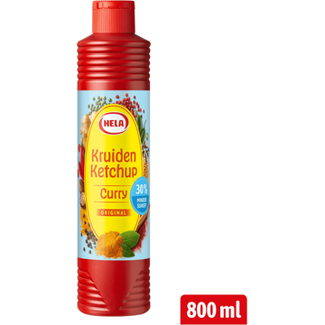 Hela Kruiden Ketchup Curry 30% minder suiker