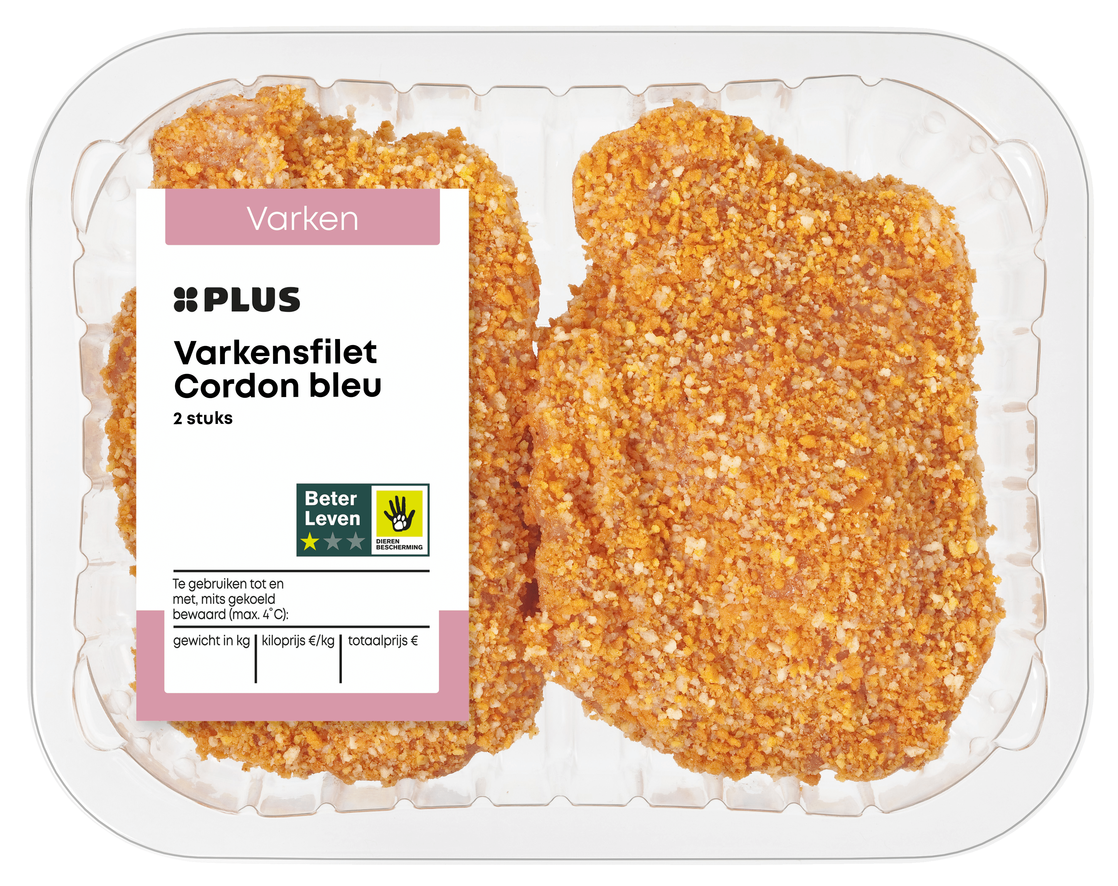PLUS Varkens cordon bleu 2 stuks 260 gram