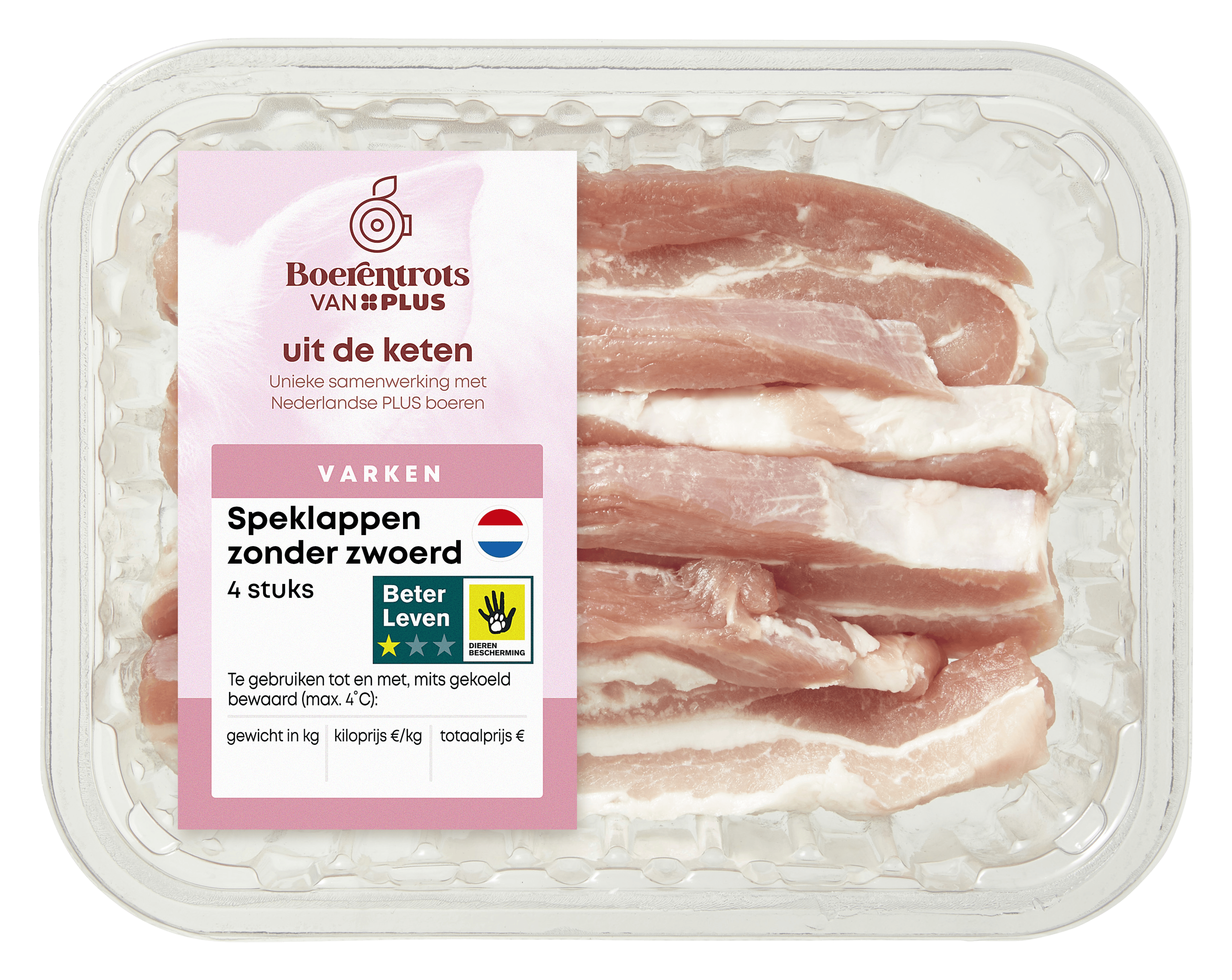 PLUS Speklappen zonder zwoerd 2 stuks 300 gram