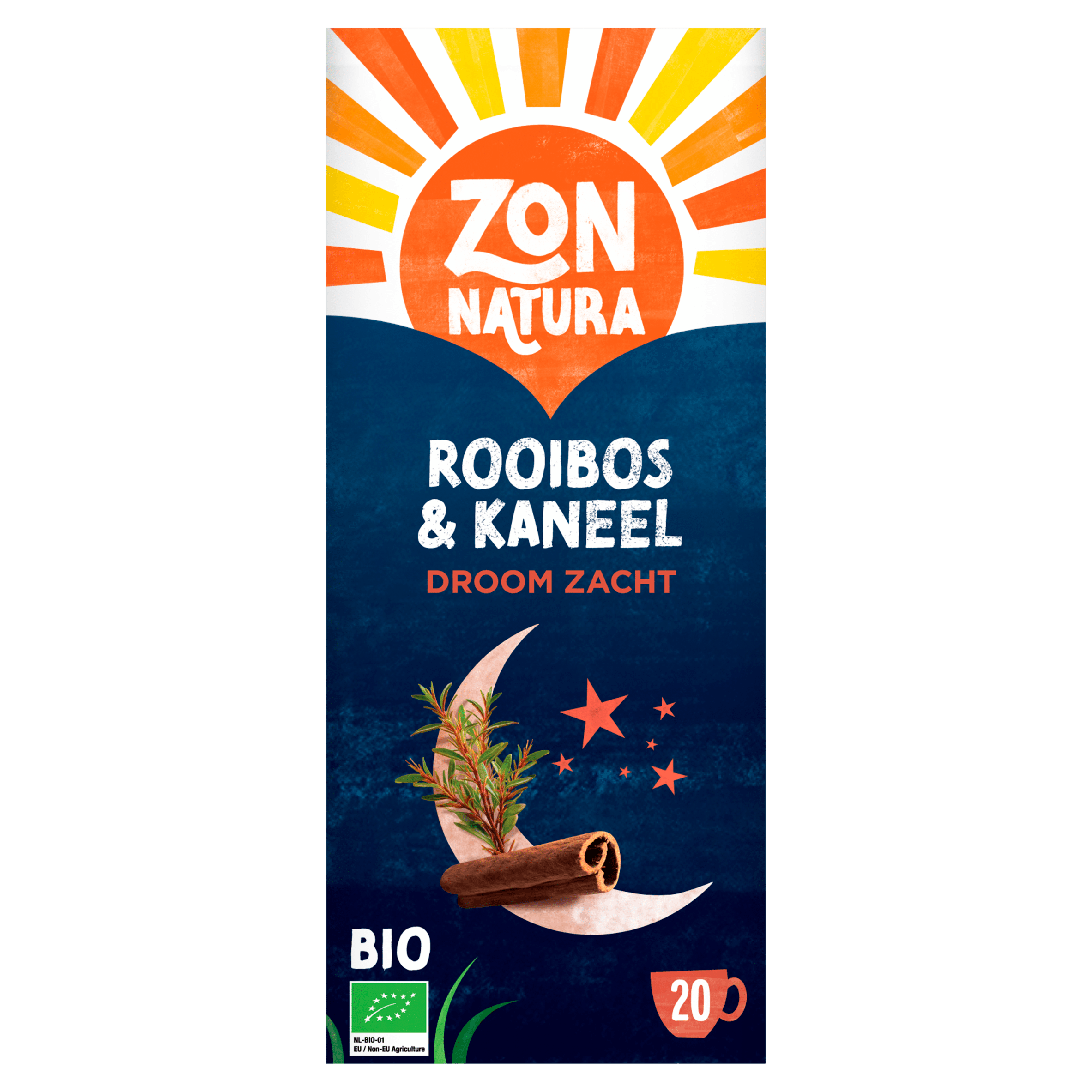 Zonnatura Rooibos &amp; Kaneel Droom Zacht thee Doos 20 st