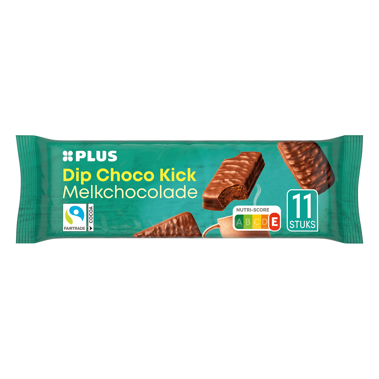 PLUS Dip Choco Kick melkchocolade koekjes Wikkel 200 g