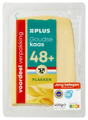 PLUS Goudse jong 48+ plakken Tray 400 g