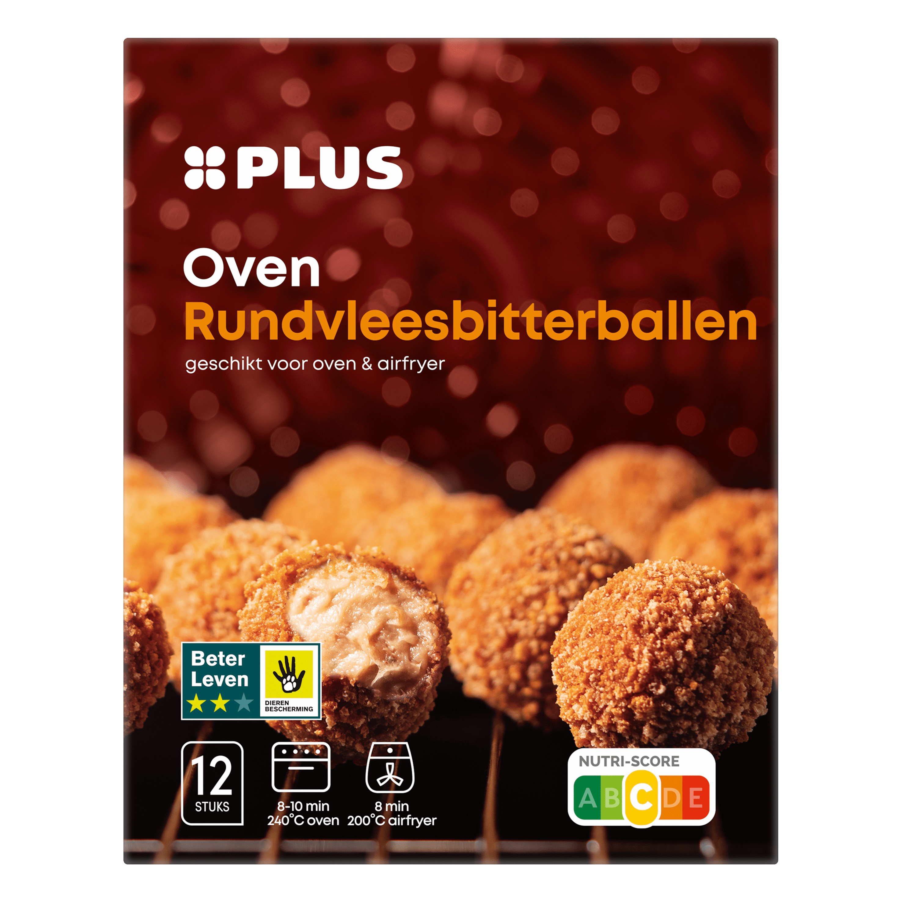 PLUS Oven rundvleesbitterballen 12 stuks Doos 300 g