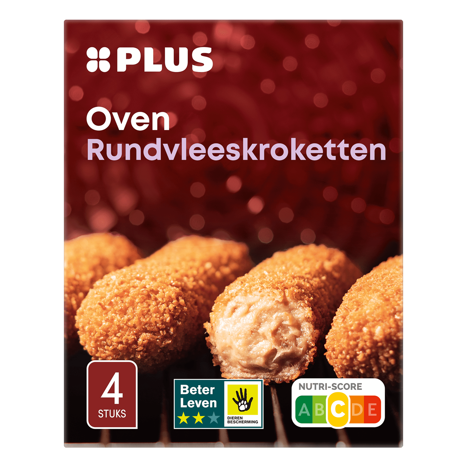 PLUS Oven rundvleeskroketten 4 stuks Doos 320 g