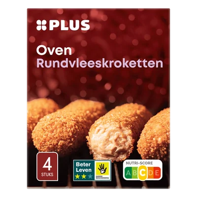 PLUS Oven rundvleeskroketten 4 stuks Doos 320 g