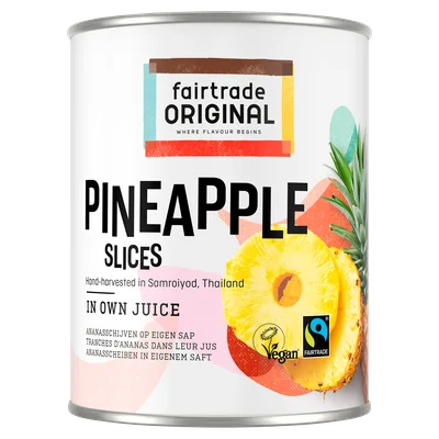 Fairtrade Original Pineapple slices in own juice, vegan Blik 565 g