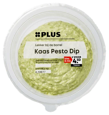 PLUS Kaas-Pesto dip Bakje 100 g