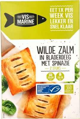 Vis Marine Wilde Zalm in bladerdeeg met spinazie Doos 300 g