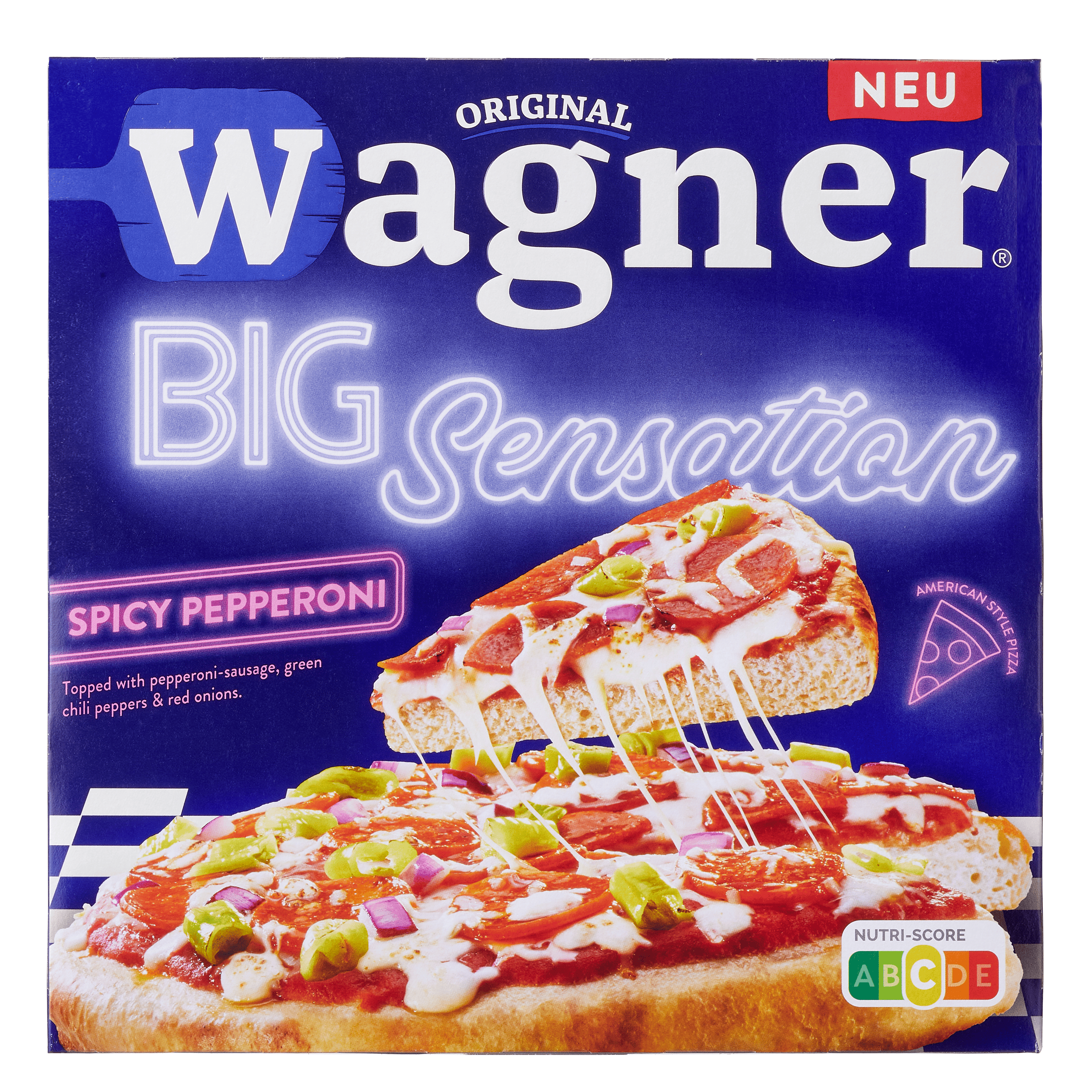 Wagner Big Sensation spicy pepperoni Doos 435 g