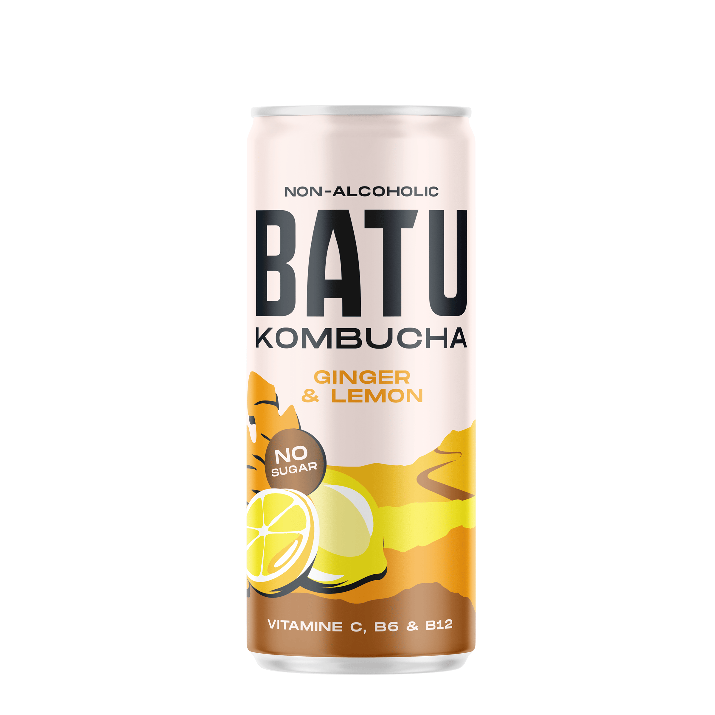 Batu Kombucha ginger &amp; lemon zero Blik 250 ml