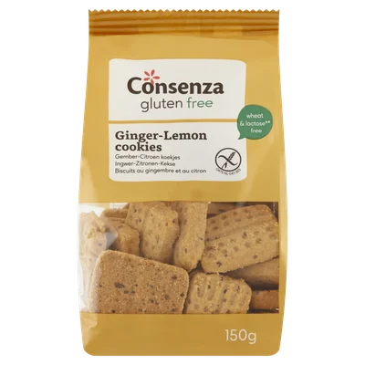 Consenza GV Gember-citroen koekjes  bio Pak 150 g