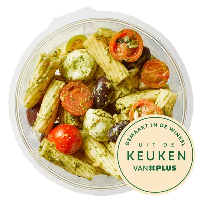 Uit de keuken van PLUS Pinsa tomaat mozzarella pesto Stuk 1 st