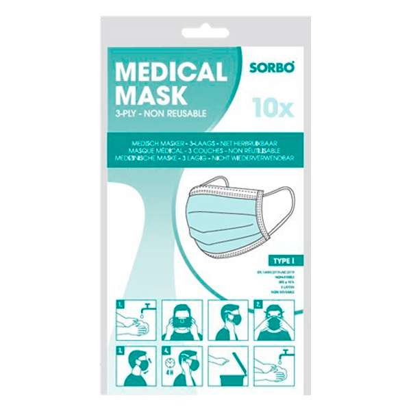 Neutraal Disposable mondmasker Krimp 10 st