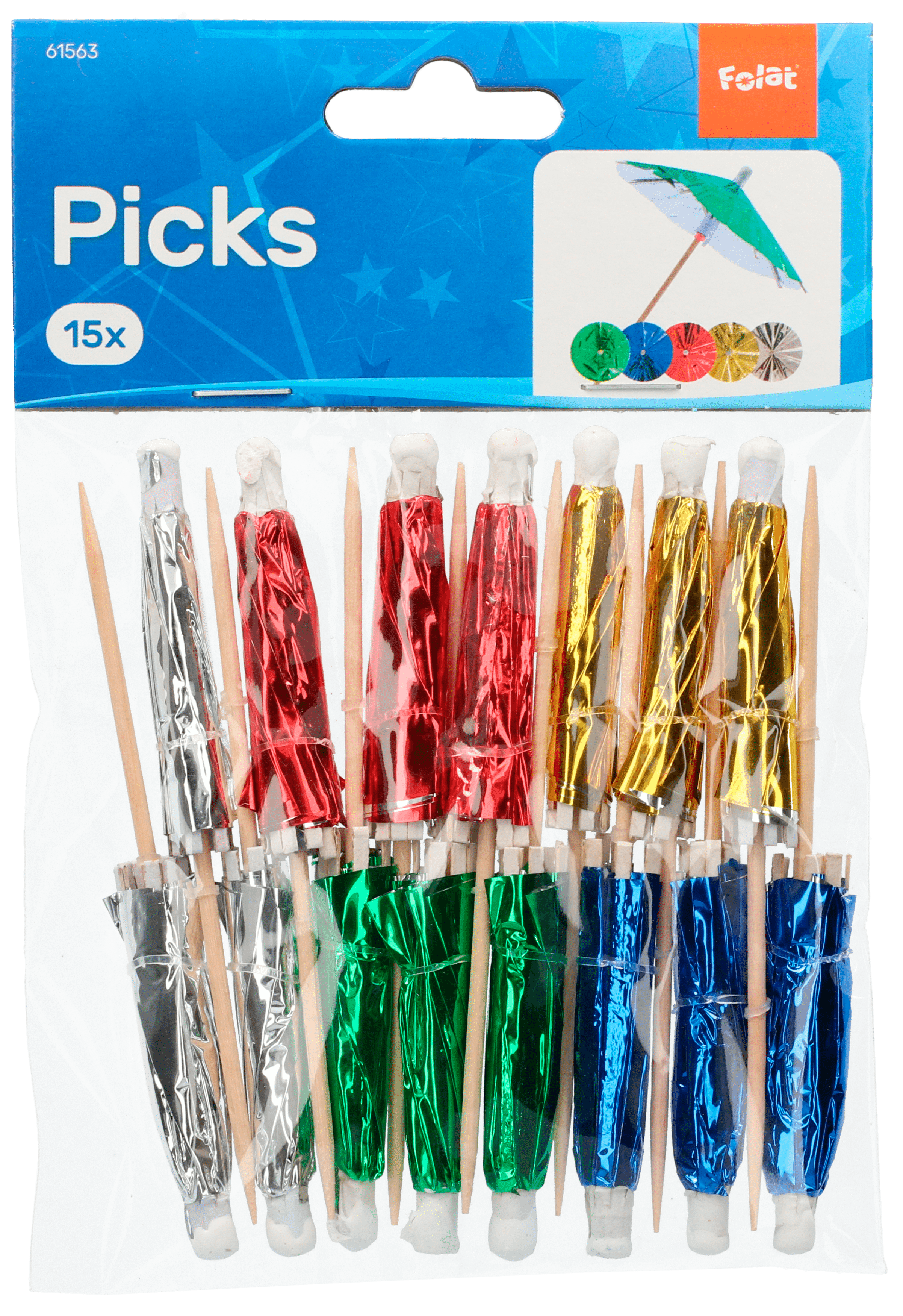 Folat Parasol prikkers Zak 15 st