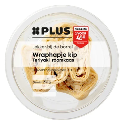PLUS Wraphapje kip Teriyaki roomkaas Bakje 100 g