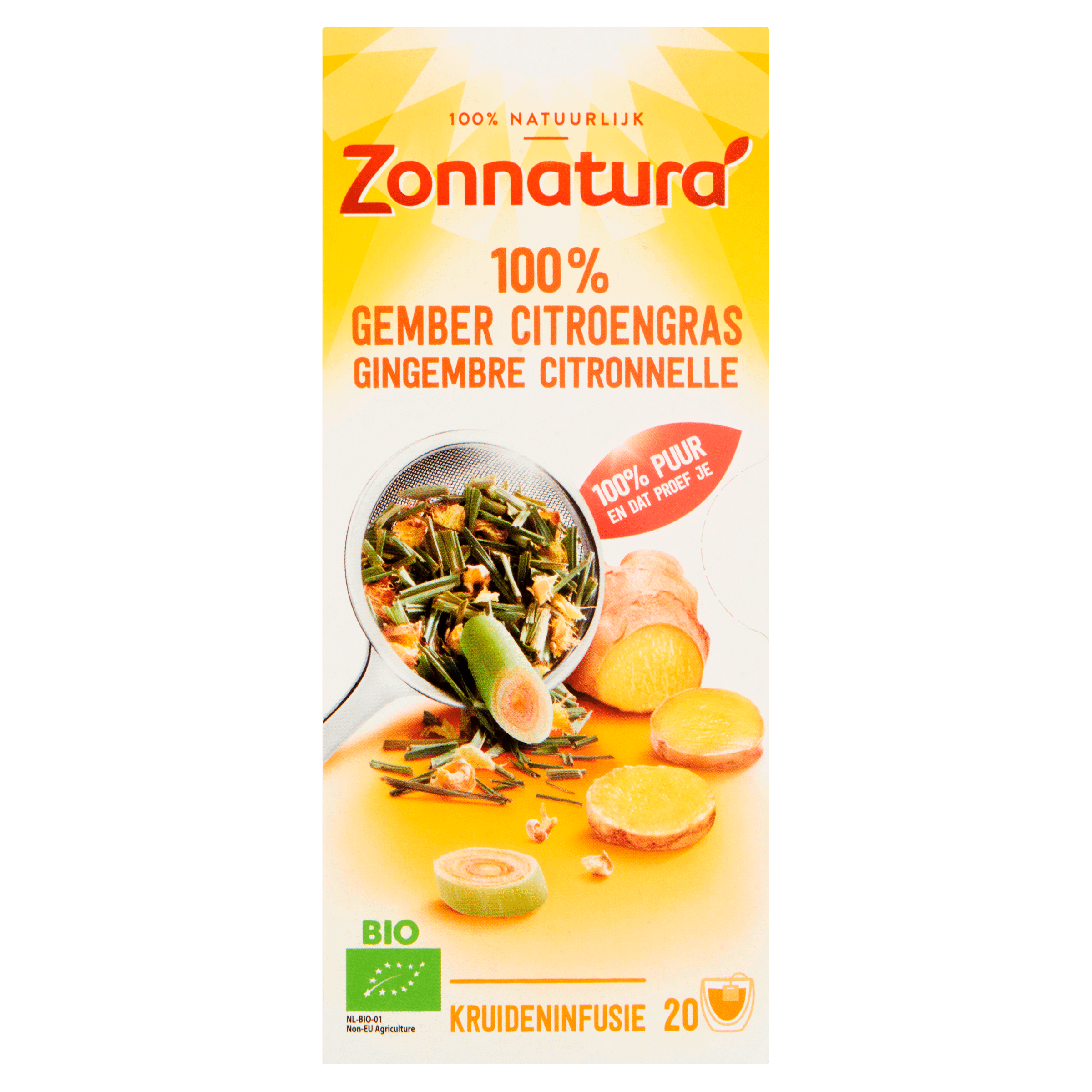 Zonnatura Thee gember 100% bio Doos 20 st