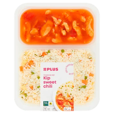 PLUS Kip Sweet Chili met Kantonese rijst Tray 450 g
