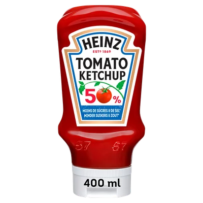 Heinz Ketchup 50% minder suikers en zout Fles 460 g