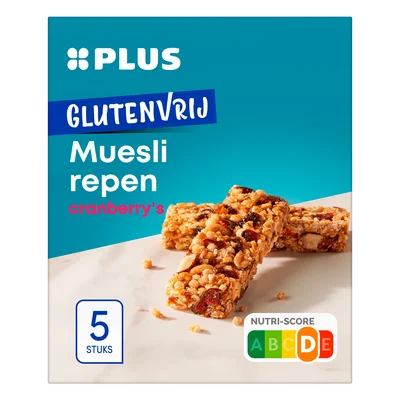 PLUS Glutenvrije Mueslirepen berry mix Doos 5 st