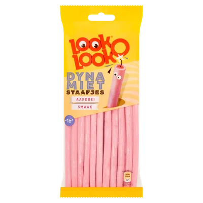 Look o Look Dynamietstaafjes aardbei Zak 110 g