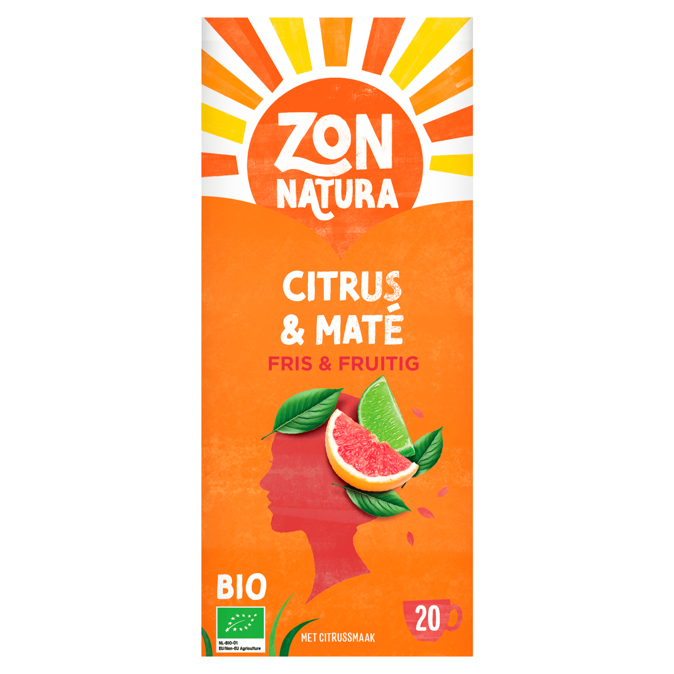 Zonnatura Thee Citrus &amp; Maté Fris &amp; Fruitig Doos 20 st