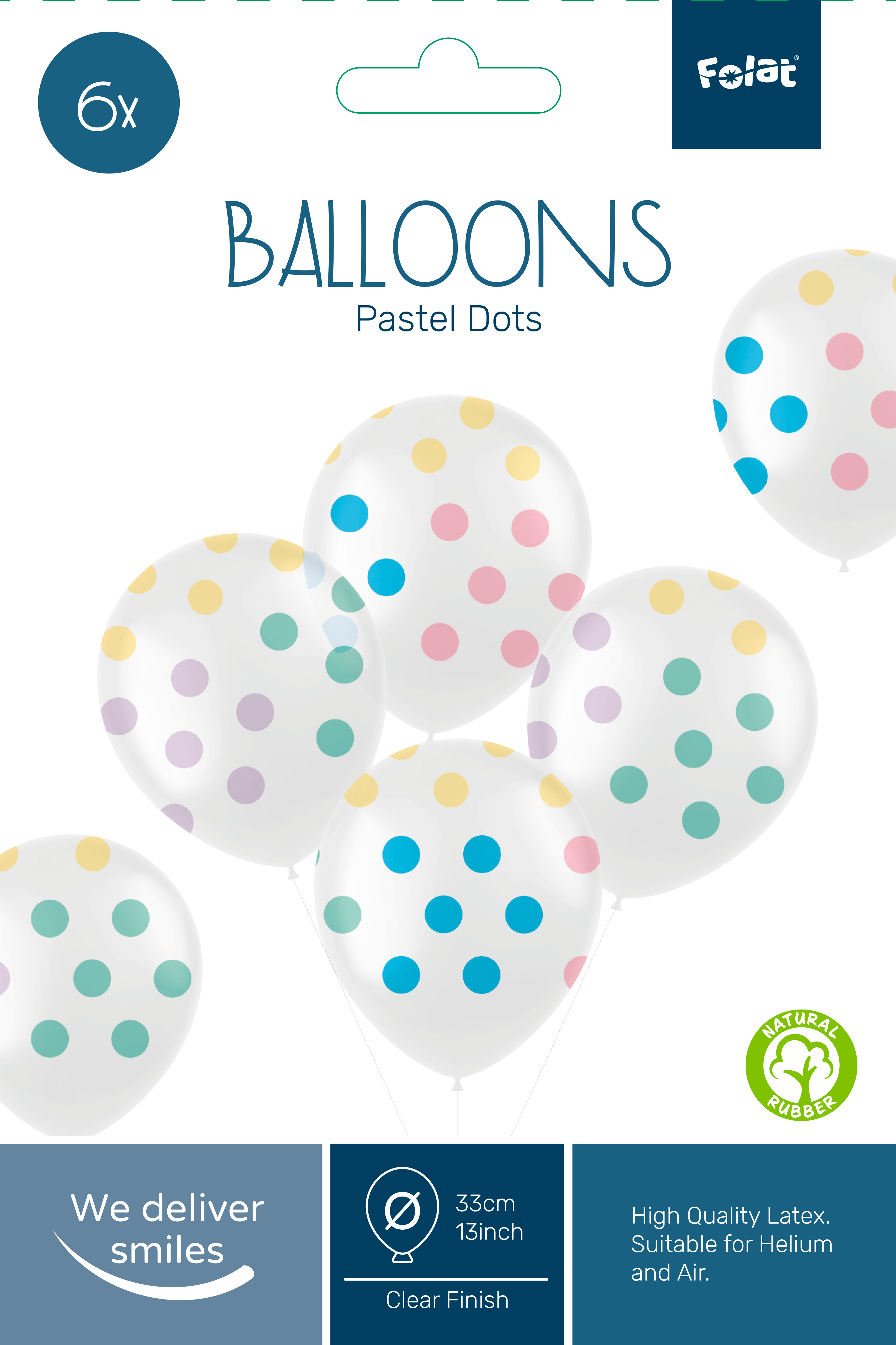 Folat Ballonnen pastel dots 33 cm Blister 6 st