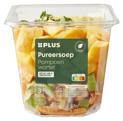 PLUS Pureersoep pompoen wortel Bakje 500 g