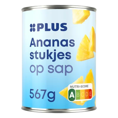 PLUS Ananasstukjes op sap Blik 567 g