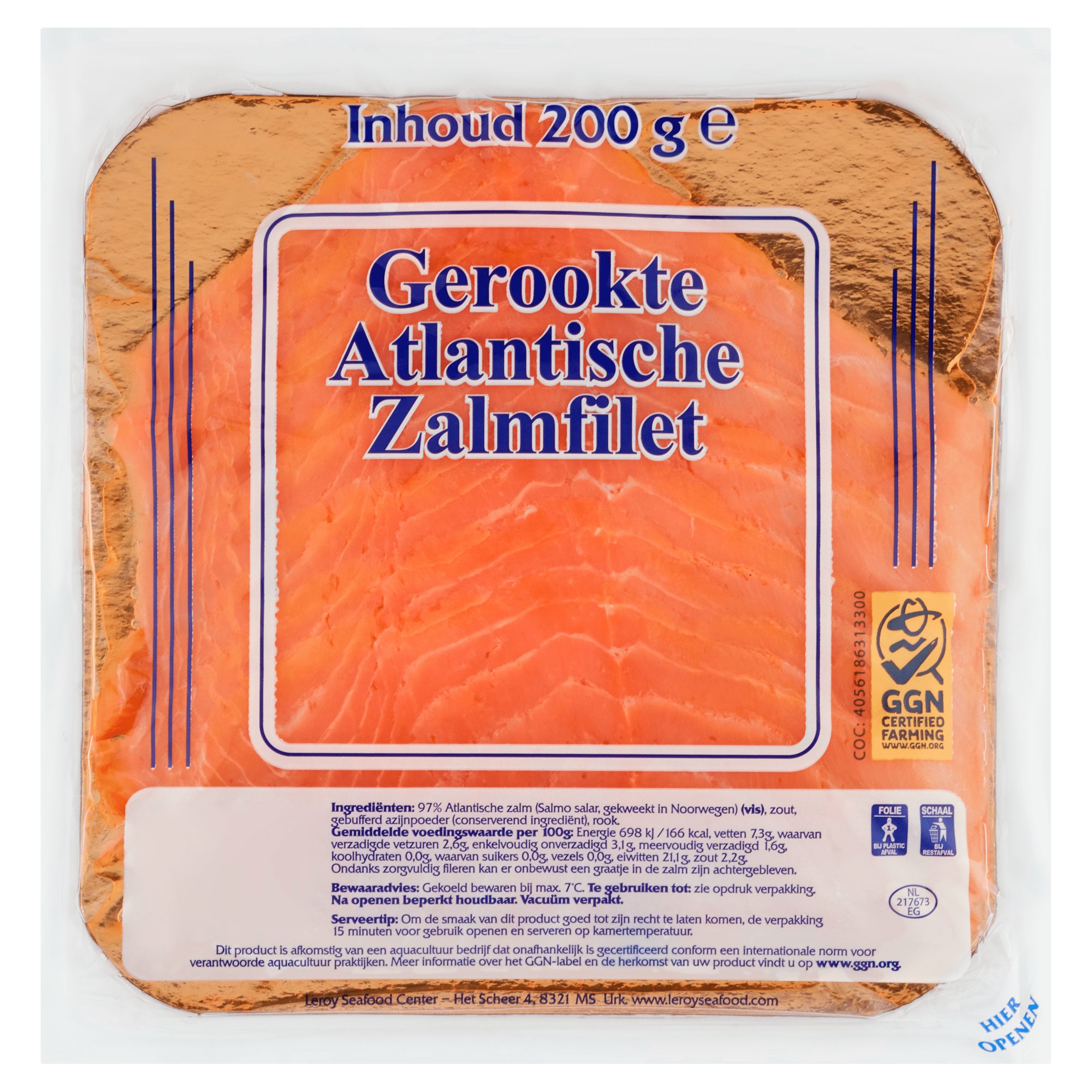 Neutraal Gerookte Atlantische zalmfilet Krimp 200 g