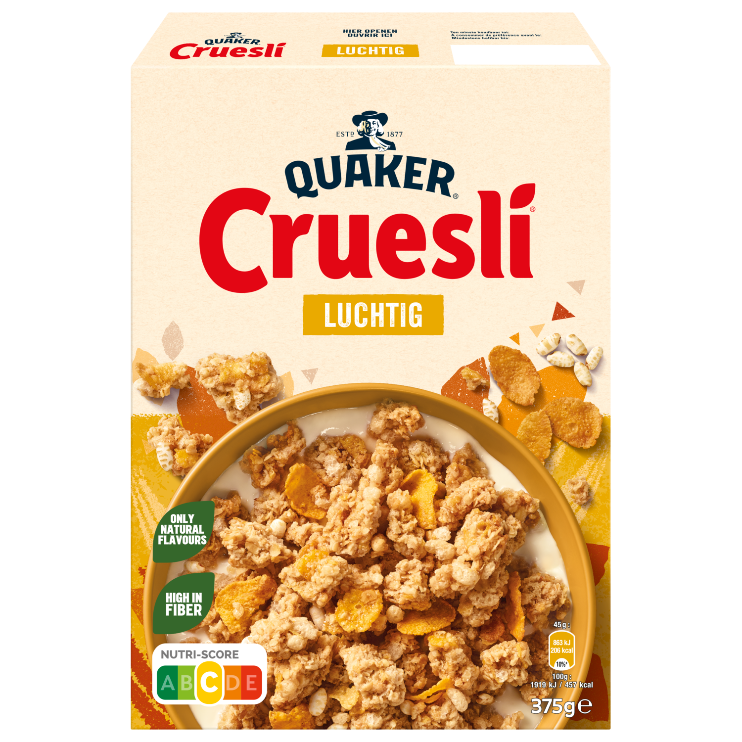 Quaker Cruesli luchtig naturel Pak 375 g