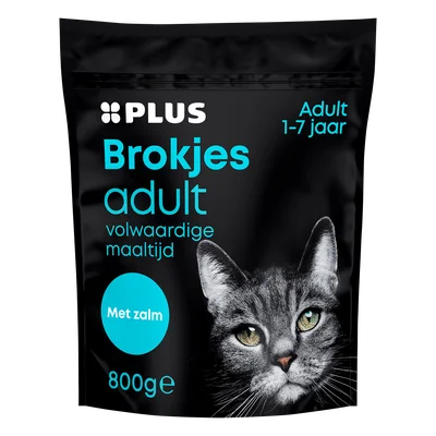 PLUS Premium Volwassen kattenbrokjes zalm Stazak 800 g