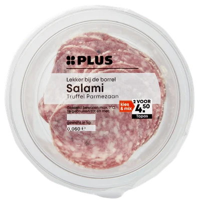 PLUS Salami truffel parmezaan Bakje 60 g