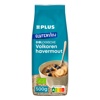PLUS Volkoren havermout bio glutenvrij Zak 500 g