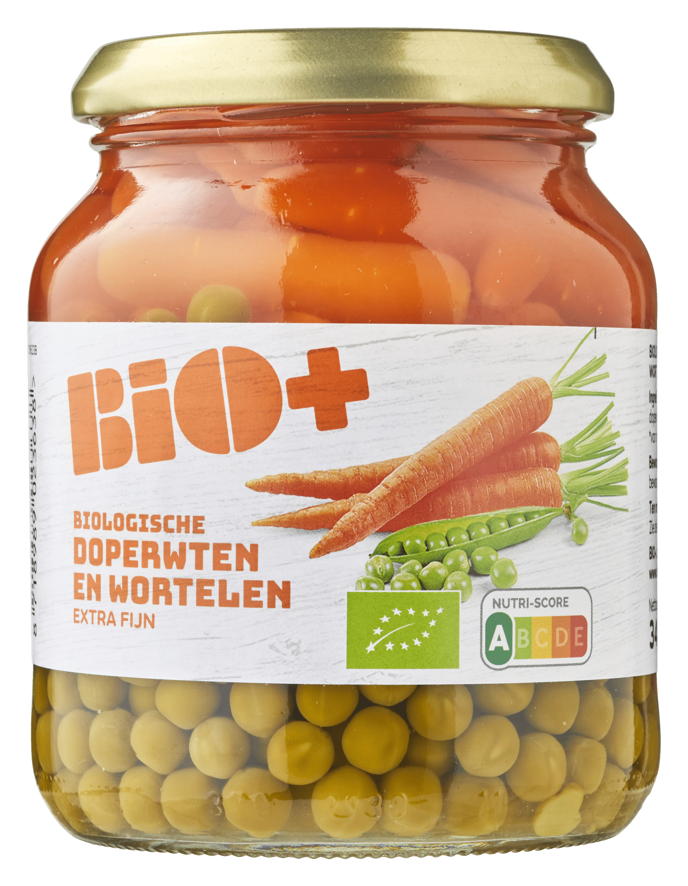 BIO+ Doperwten en wortelen Pot 340 g