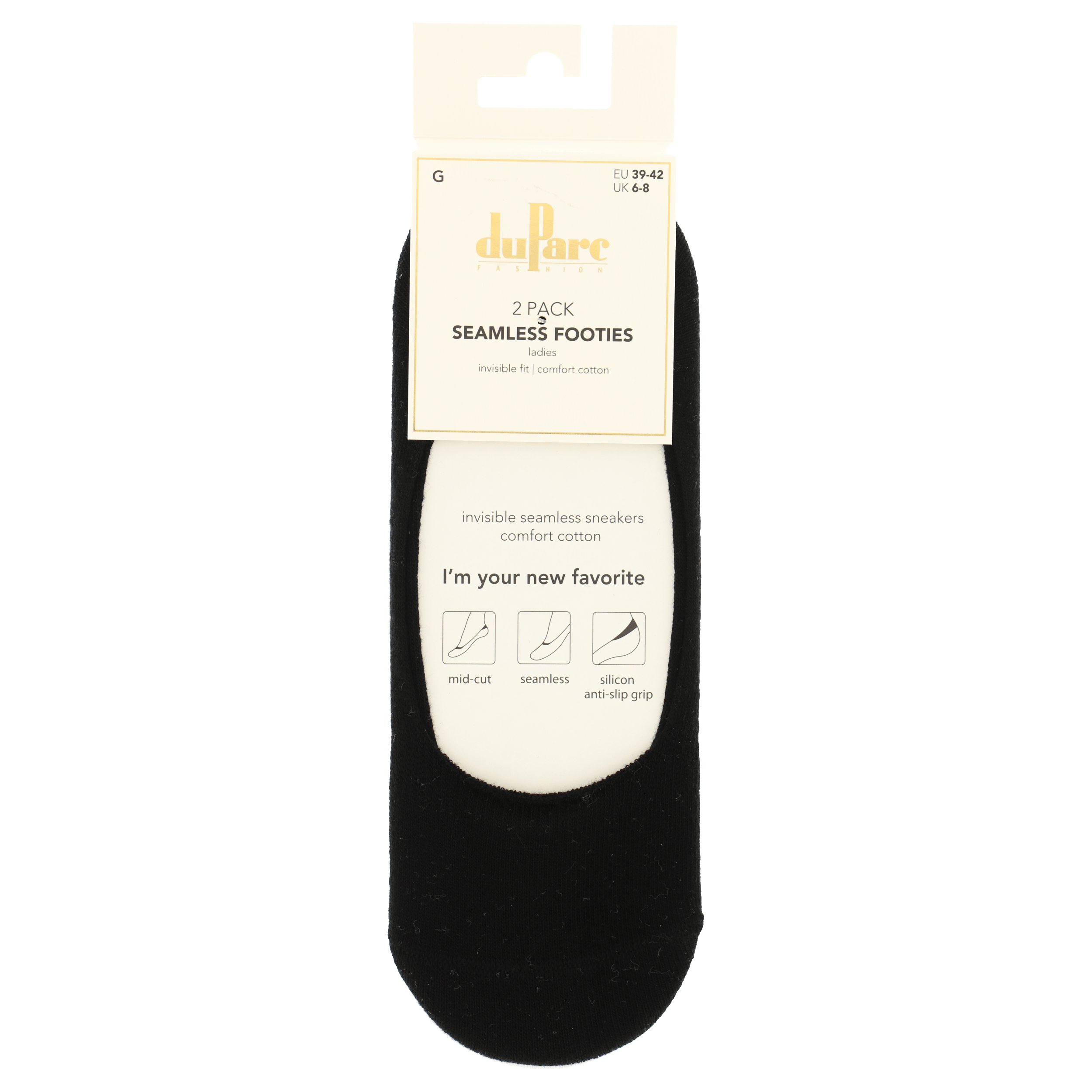 DuParc invisible footie wit/zwart 35-38