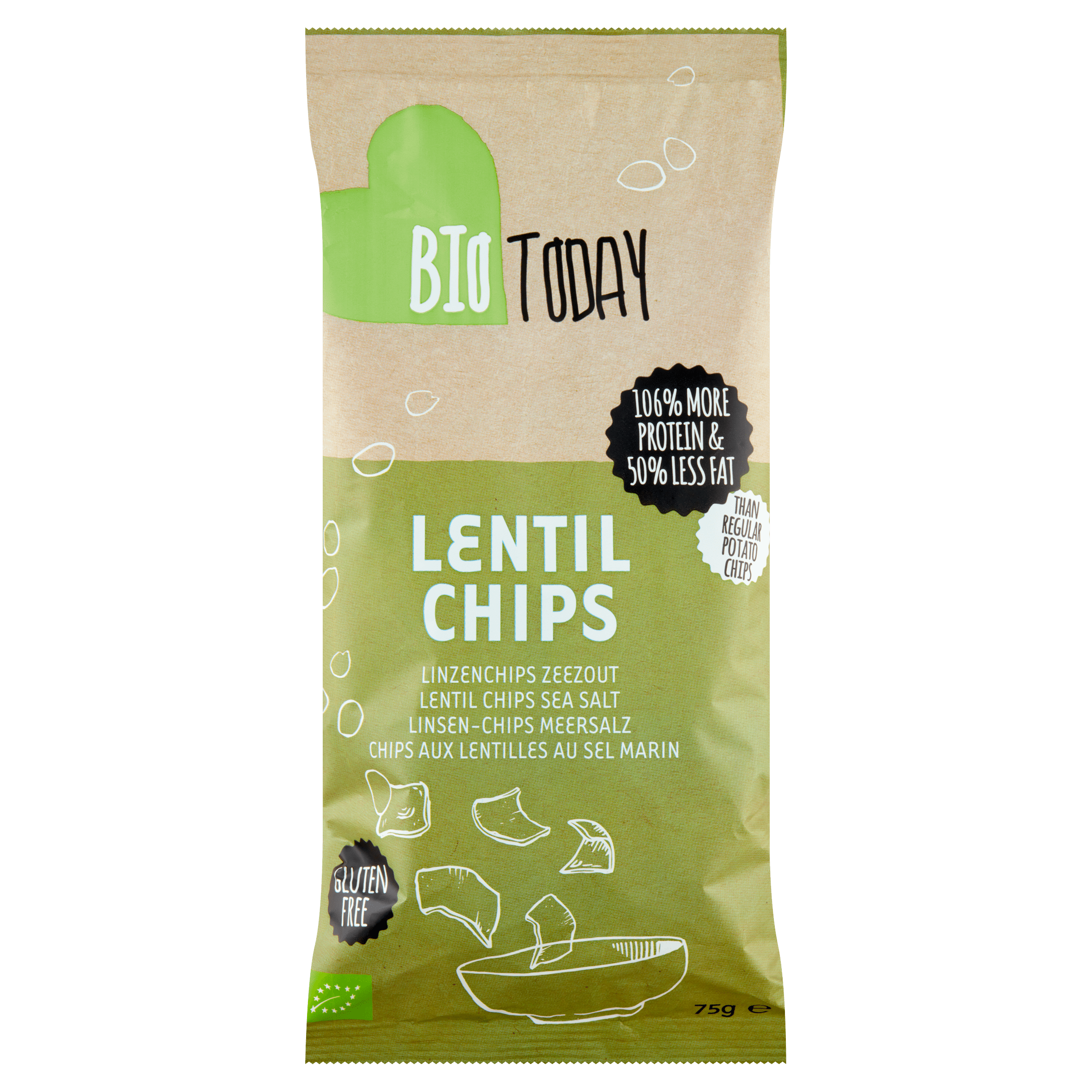 BioToday Linzenchips zeezout bio Zak 75 g