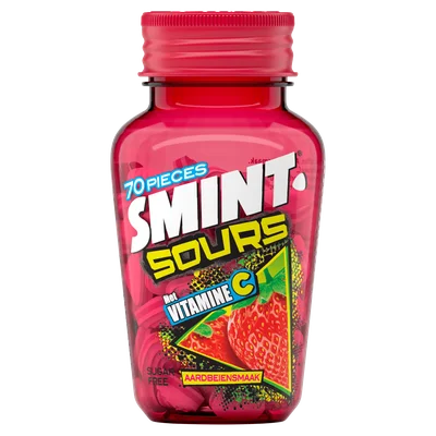Smint Sour strawberry Fles 49 g