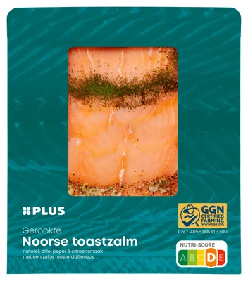 PLUS Gerookte Noorse zalm mosterddillesaus Zakje 130 g