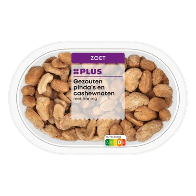 PLUS Gezouten Pinda's &amp; Cashew met honing Kuipje 175 g