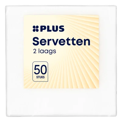 PLUS Servetten wit 2-laags Wikkel 50 st