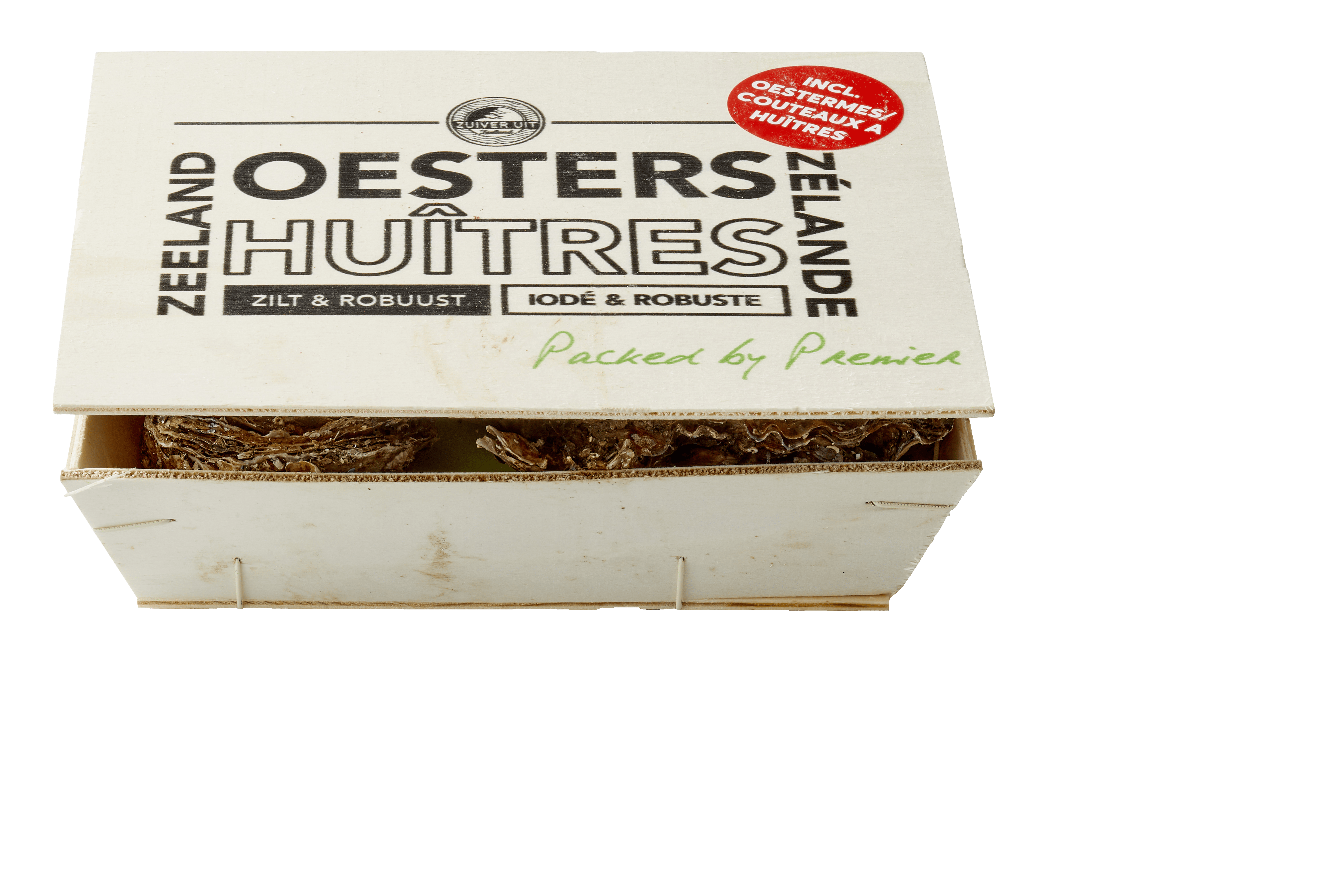 Premier Zeeuwse oesters 6 stuks met mes Mand 665 g